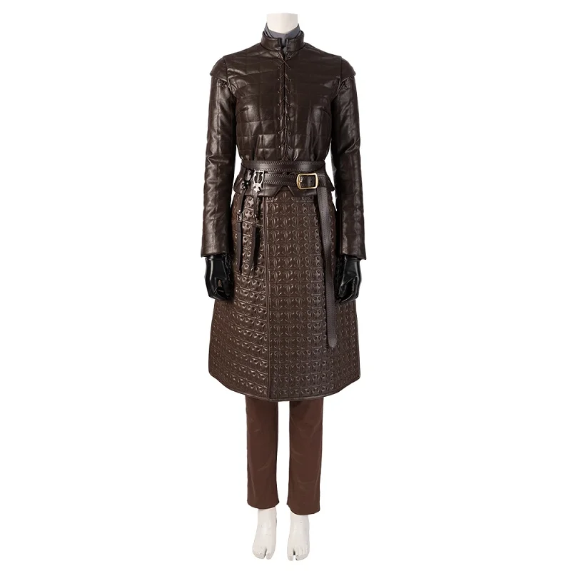 Arya Stark/костюм для косплея; наряд на Хэллоуин; женские костюмы на заказ; Игра престолов; Сезон 8; Winterfell Stark; ботинки; пальто - Цвет: Without Boots Cloak