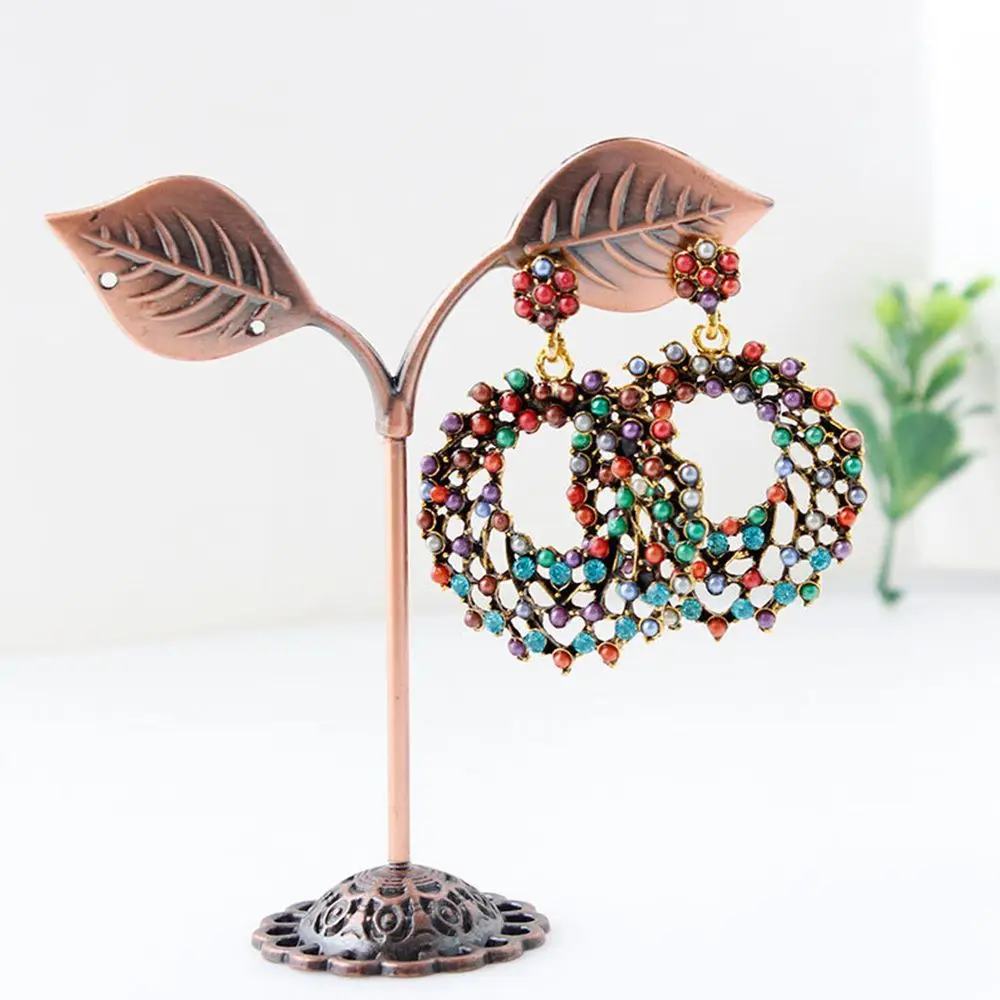 Fashion Women Colorful Bohemia Luxury Romantic Retro Gorgeous Elegant Hollow Brilliant Rhinestone Round Beads Earrings 1 Pair | Украшения и