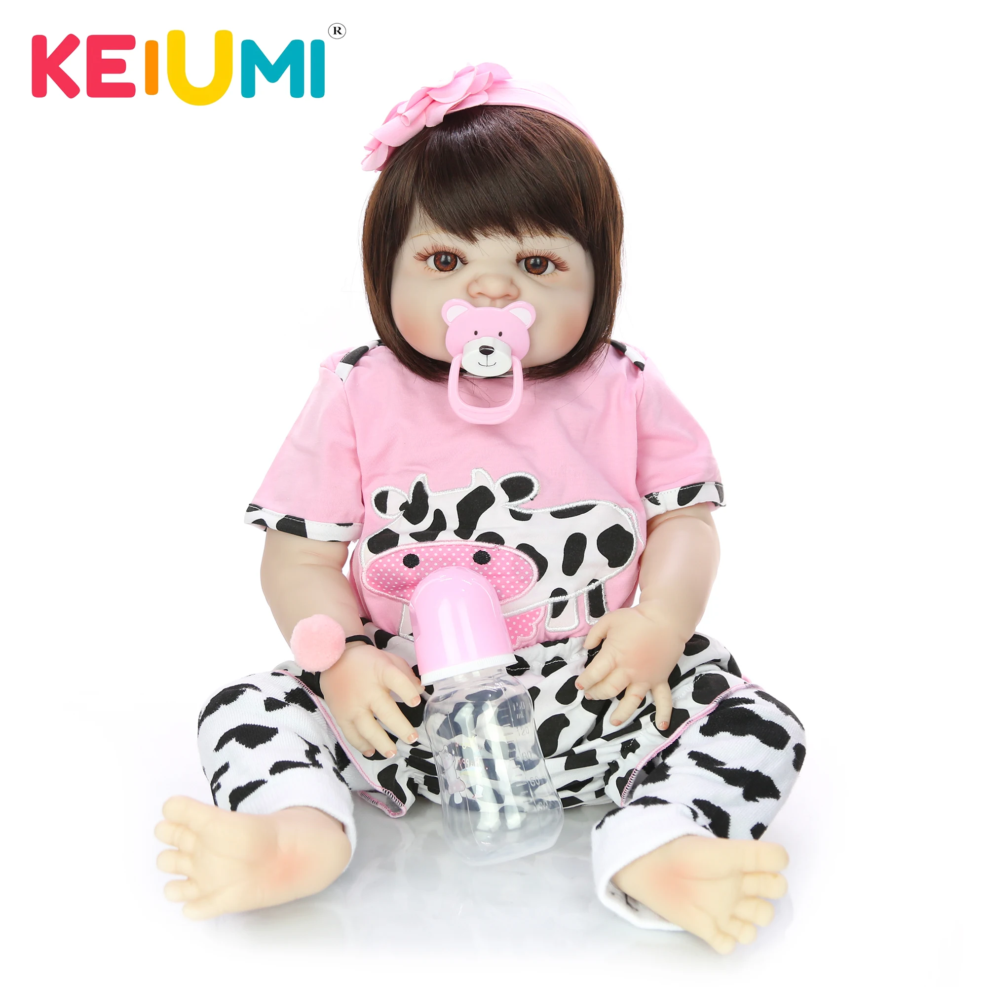 KEIUMI прекрасные 23 дюймов 57 см полностью силиконовые куклы для новорожденных