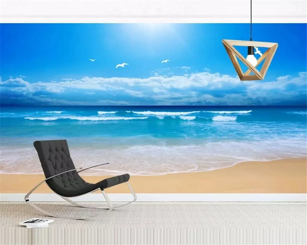 3d обои beibehang на заказ HD синие морские пляжные Декорации для дома ТВ спальни дивана