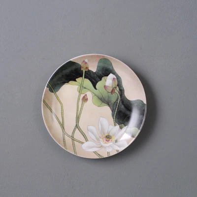 Lotus ceramics декоративные тарелки настенные украшения китайская Декоративная посуда ремесла домашний ТВ фон настенные Подвески - Цвет: 20cm