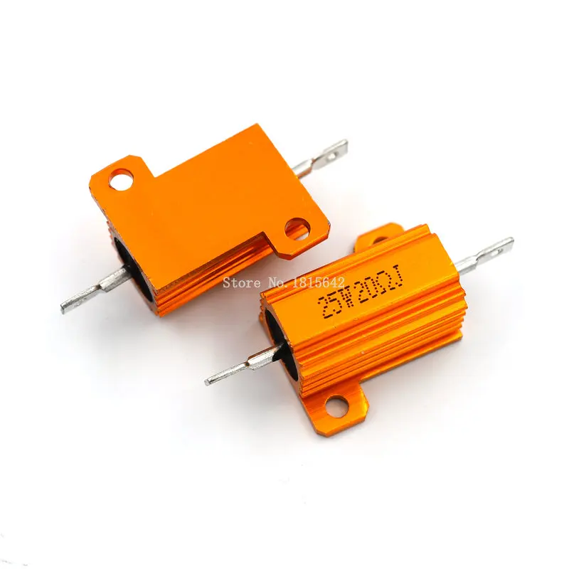 

RX24 25 Вт 20R 20RJ мощный металлический корпус алюминиевый Золотой резистор 25 Вт 20 Ом Сопротивление радиатора мощности Золотой радиатор резистор