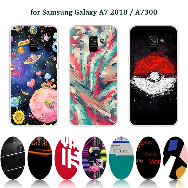Мягкие TPU для samsung Galaxy A7 2018 A7300 Ясно задняя крышка 6 0 дюймов черный матовый