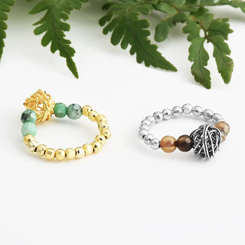 INALIS Real 925 Sterling Silver Ring Unique Statement Handmade Beads with Natural Smoky Quartz Green Stone Finger Accessories | Украшения и