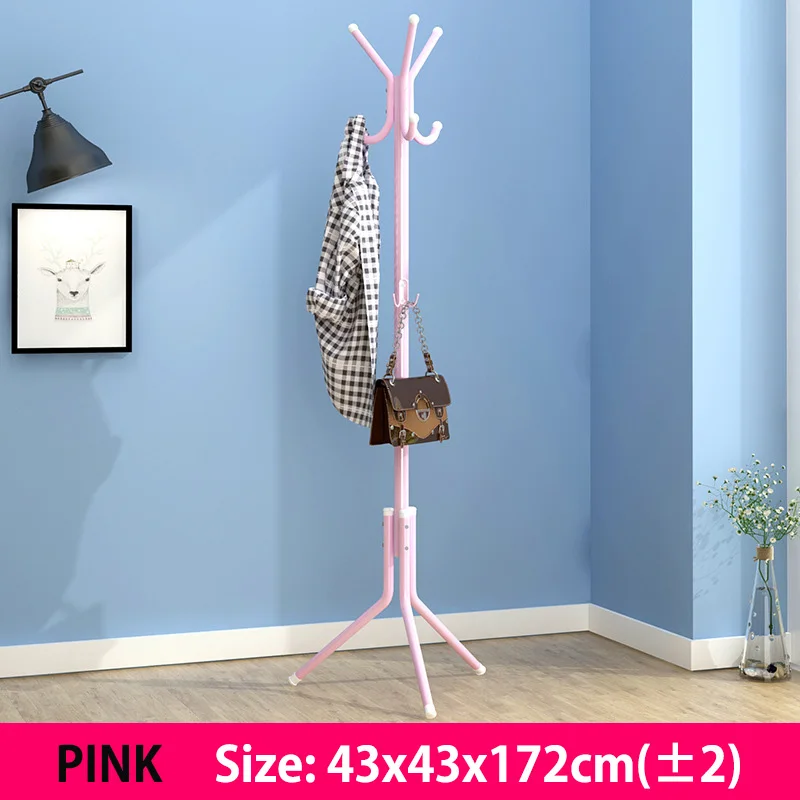 DIY простой Модный Стеллаж для пальто из нержавеющей стали в сборе Многофункциональная Мебель для спальни подвесная вешалка для хранения одежды шкаф - Цвет: HBY905S-pink