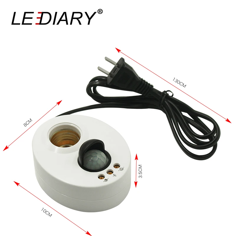 LEDIARY E27 Wall Lamp Infrared IR Sensor 110-240V With Plug US EU 1.3M Wire Bases Time Adjustable Human Body Induction | Лампы и