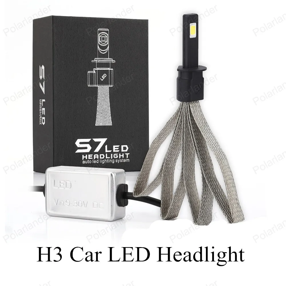 

2 pcs 60W 3200LM 6000K COB LED car headlight S7 H3 led headlights car LED headlight Auto headlamp bulbs for buick free shipping