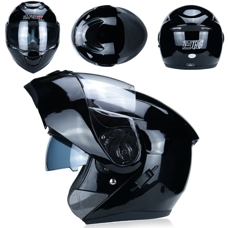 Безопасный откидной мотоциклетный шлем Capacete De Moto с внутренним солнцезащитным козырьком черный мотоциклетный гоночный внедорожный шлем мото шлем