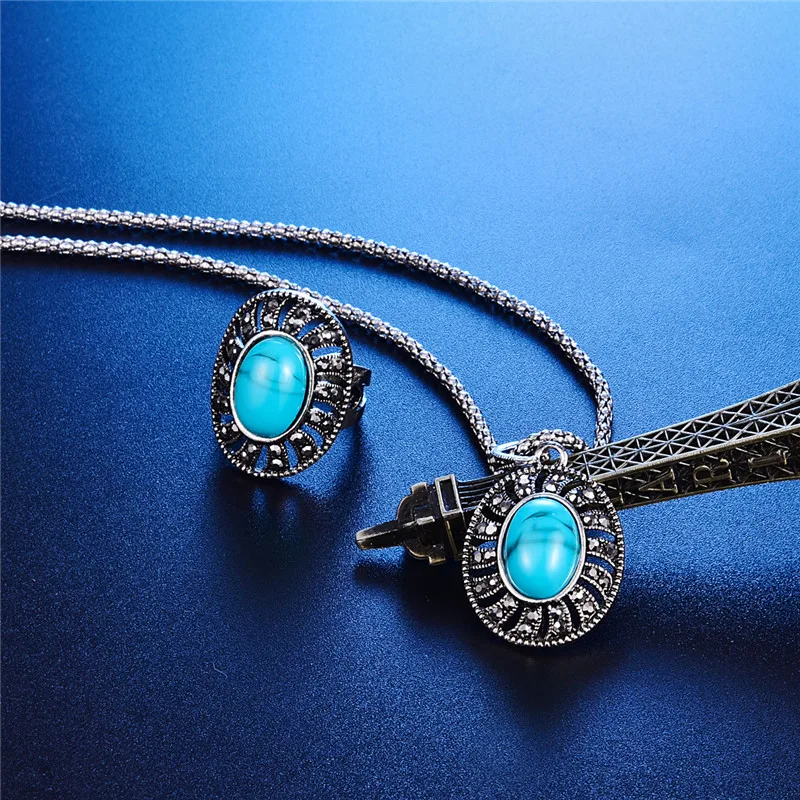 Женский винтажный комплект ювелирных изделий из искусственного камня с круглой