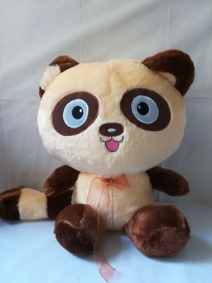 Большой мультяшный енот сидящий ростом 40 см плюшевая игрушка мягкая кукла