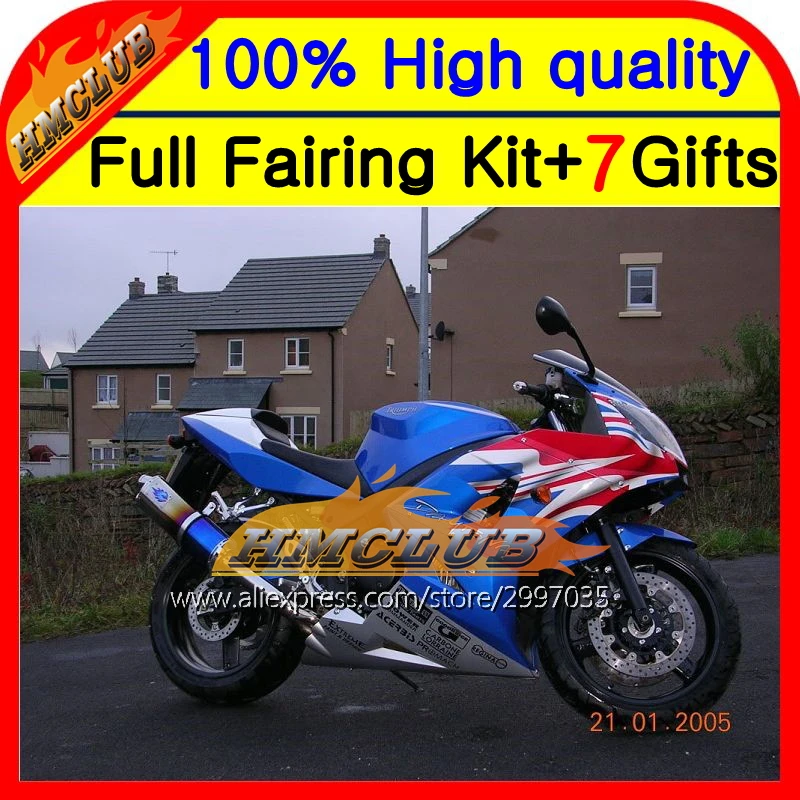 

Body For Triumph Daytona 650 02-05 Blue silver red 2002 2003 2004 2005 5#96 Daytona 600 650 blue silvery 02 03 04 05 Fairings