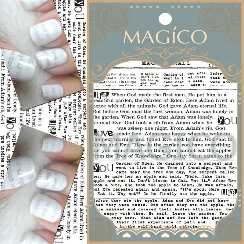 3 шт. черные наклейки для ногтей на английском языке с буквами полное покрытие