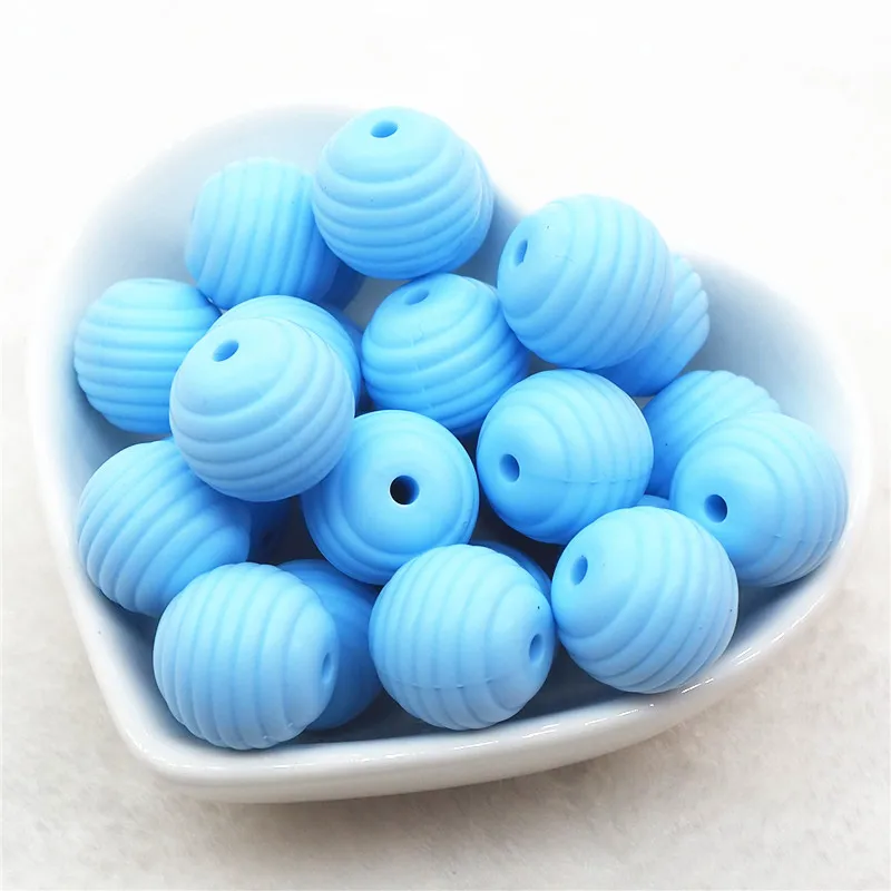 Pastel Blue Chenkai 20 шт. силиконовые спираль Прорезыватель бусины DIY Детские Соска для купания манекен Прорезыватель для зубов Монтессори сенсорными ювелирных изделий игрушечный бисер - Цвет: Pastel Blue