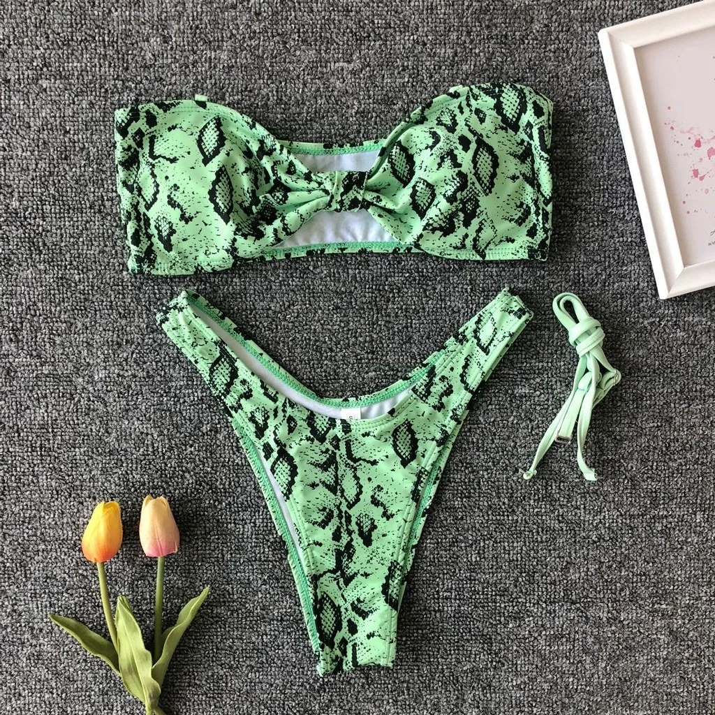 2019 Women Bikini Set Female Two Piece Swimwear Summer Beach Sexy Swimming Suit Printed Baithing Monokini Pushup Bra |