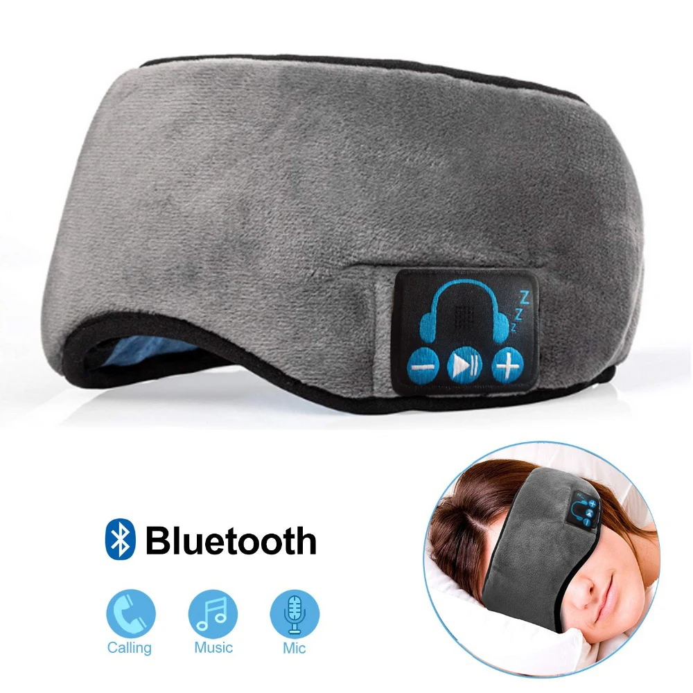 Серый Bluetooth-маска для сна, музыка, затемнение, маска для глаз, наушник, громкая связь, микрофон, вызов, повязка на голову, полное затенение, гипнотическая музыка, маска для глаз - Цвет: Серый