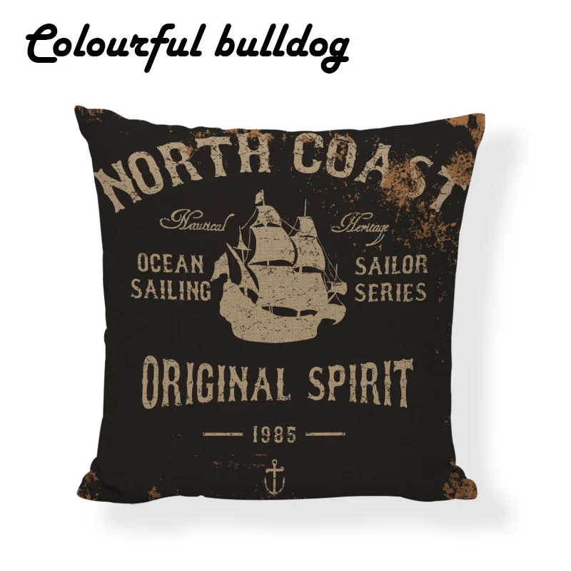 Retro Shabby Marine Series Anchor Toss Cushion Cover Sugar Skull Seafood Menu Nautical Home Sofa Decor Throw Pillowcase | Дом и сад