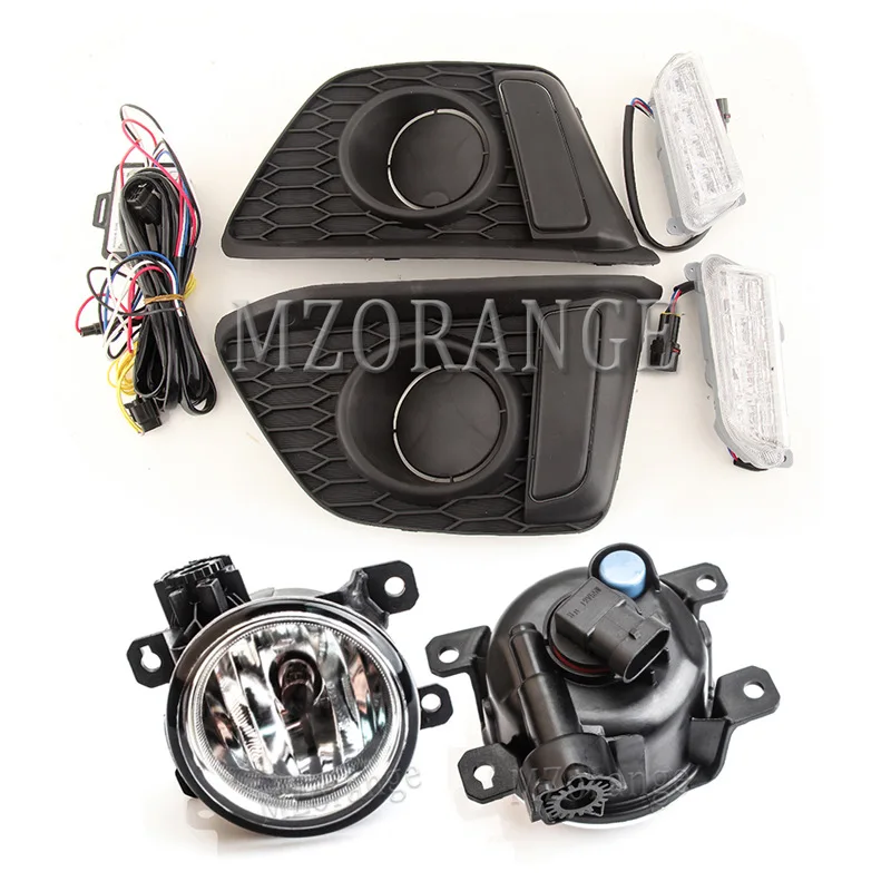 DRL and Fog Light MZORANGE 1 комплект для Honda jazz fit светодиодный DRL дневные ходовые огни Дневной светильник для вождения с противотуманной лампой - Цвет: DRL and Fog Light