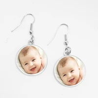 handmade personality photo family photo baby child dad mom brother sister grandparents family love earrings private custom