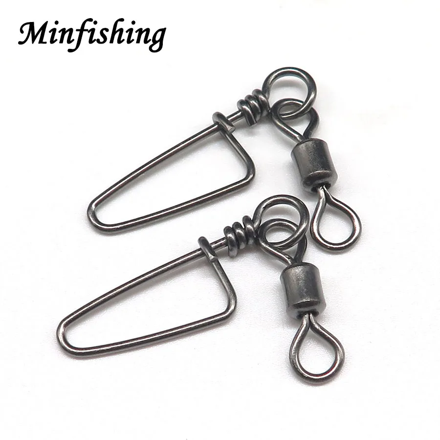 Minfishing 200 шт. рыболовный вертлюг с защелкой MS + HX вращающийся искусственным