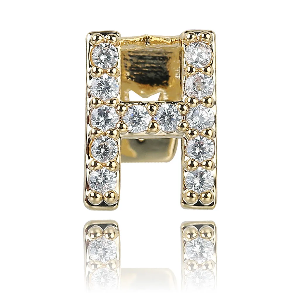 GUCY, новинка, хип-хоп, 26 букв, золото, серебро, зубы, Grillz, все, Iced Out, микро, Pave CZ зубья, грили с силиконом для рождественского подарка - Окраска металла: H
