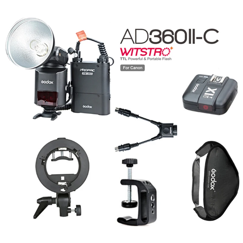 

Вспысветильник Godox AD-360 MARK II AD360II-C 360W Speedlite + аккумулятор PB960 + передатчик X1C TTL + комплект для вспышки типа S