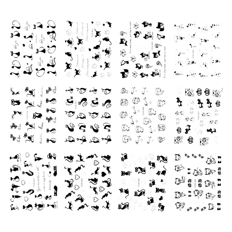 12 шт./лот 3D Прекрасный мультяшный кот дизайн пластиковые украшения для ногтей