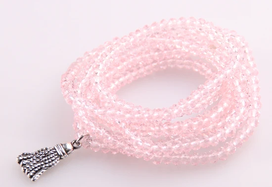 

MOODPC Бесплатная доставка 5 нитей кристалл с сплавом кисточки бусины растягивающиеся браслеты розовые бусины Pacet Йога браслет и ожерелье