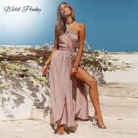 wildpinky 2020 new women summer boho maxi long dress evening party beach dresses sundress backless halter dress summer vestidos