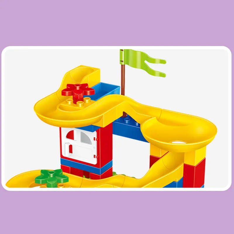 48pcs Marble Race Run Maze Ball Track Bricks Compatible big size Duplo Building Blocks assemble DIY Construction toys for kids | Игрушки и