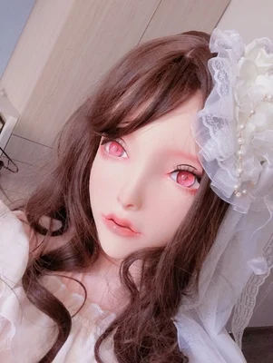 LiLi Mask-68) милая девушка Смола голова Маска кигуруми косплей японские ролевые игры аниме силиконовая маска кигуруми кукла трансвестит - Цвет: mask3 with wig