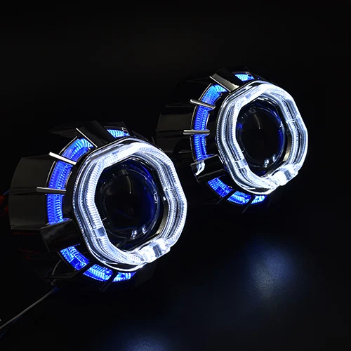 White-Blue Ronan 2,5 дюймов Би ксеноновый проектор minii H1 объектив двойной светодиодный ангельские глазки белый синий красный желтый для cay Стайлинг фар модернизации - Цвет: White-Blue