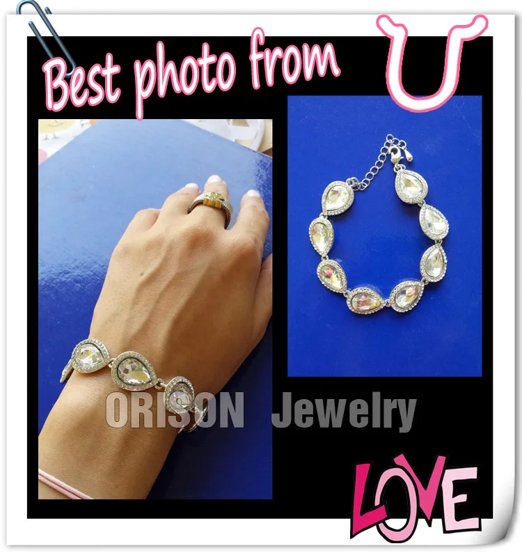 Серебристый свадебный браслет OCESRIO с кристаллами для подружки невесты звеньевой