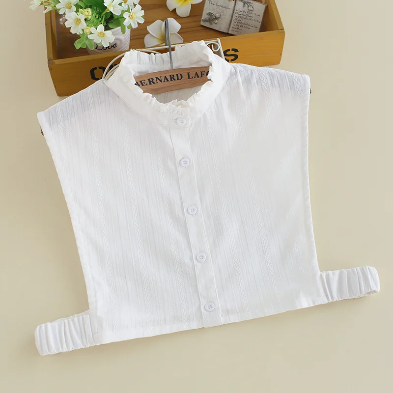 

2019 New Women flower Shirts Embroidered Cotton Fake Collar Female White Shirt Women