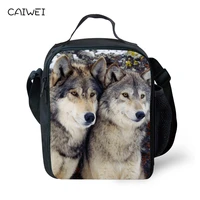 wolf print lunch bag insulated for men storage keep warm lunchbox bag portable picnic container box kids small picnic cooler bag