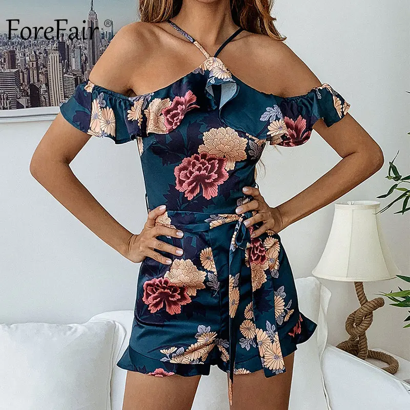 Женский короткий пляжный комбинезон Forefair винтажный с открытыми плечами и