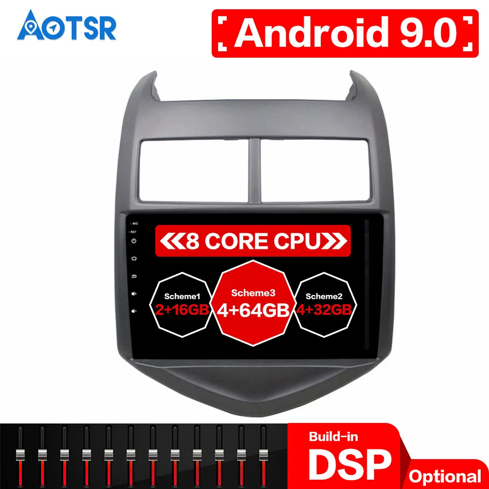 DSP Android 9 64G Автомобильный gps-навигация dvd-плеер мультимедиа для Chevrolet Chevy Aveo Sonic 2011-2016