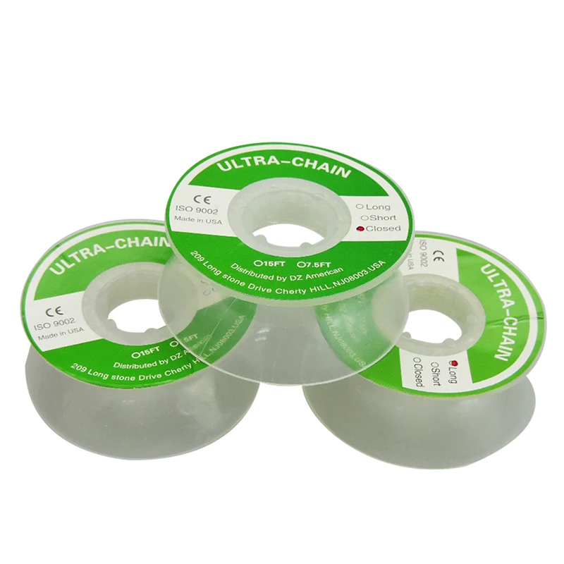 

3Pcs Dental Orthodontic Appliances Rubber Elastic Spool High Strength Power Ultra Chain Transparent Color Dentist Materials