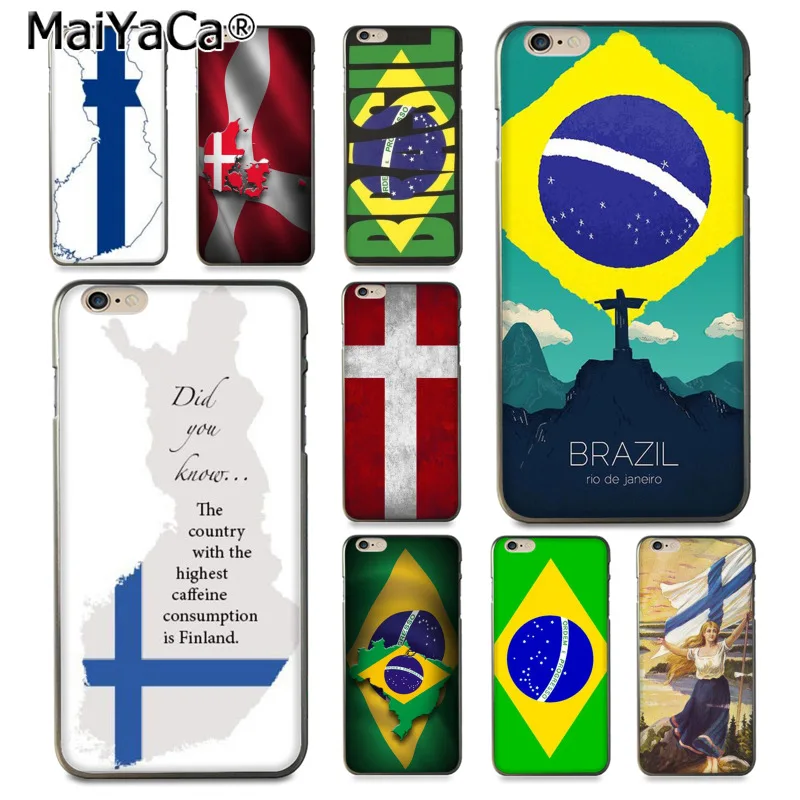 

National flag Brazil Denmark Finland Phone Case for iPhone 8 7 6 6S Plus X XS XR XSMax 5 5S SE Coque Shell12 mini 12PRO Max