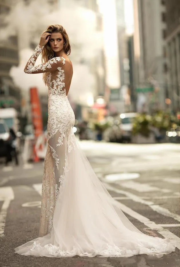 2019 великолепные свадебные платья-русалки с длинным рукавом Vestido de noiva сексуальное