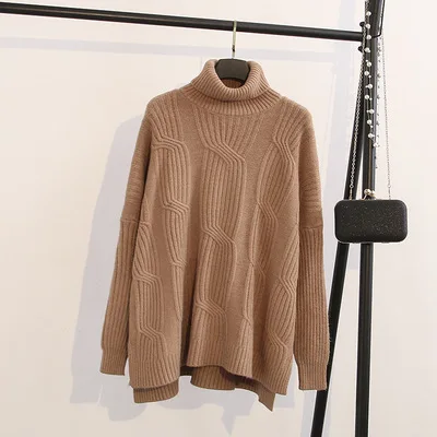 Khaki Один размер для 65-110 кг/143-243lb элегантный вязаный свитер Повседневный Женский однотонный пуловер большого размера для женщин - Цвет: Khaki