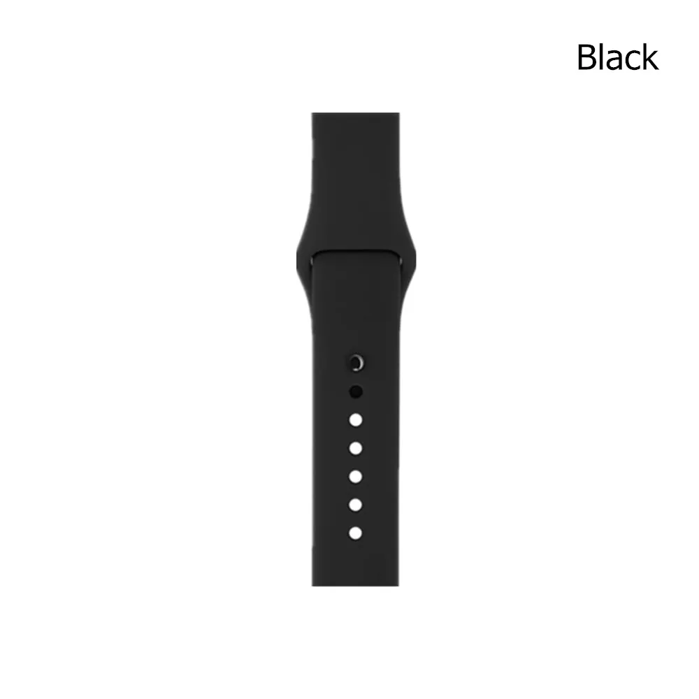 black Классический спортивный силиконовый ремешок для Apple Watch серии 5 4 3 2 мягкий сменный ремешок для iWatch 38 42 мм ремешок 40 44 мм браслет - Цвет ремешка: black