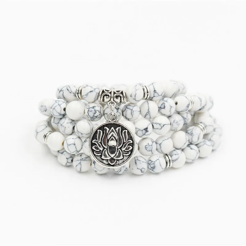 Модный подвесной браслет NADEEM 108 шт. Mala Howlite камень бисер глаза ожерелье Yogi