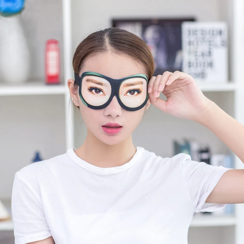Candice guo cloth toy cartoon 3D big eyes Pranks sleep open eye glasses style eyeshade travel rest mask girl birthday gift 1pc | Игрушки и