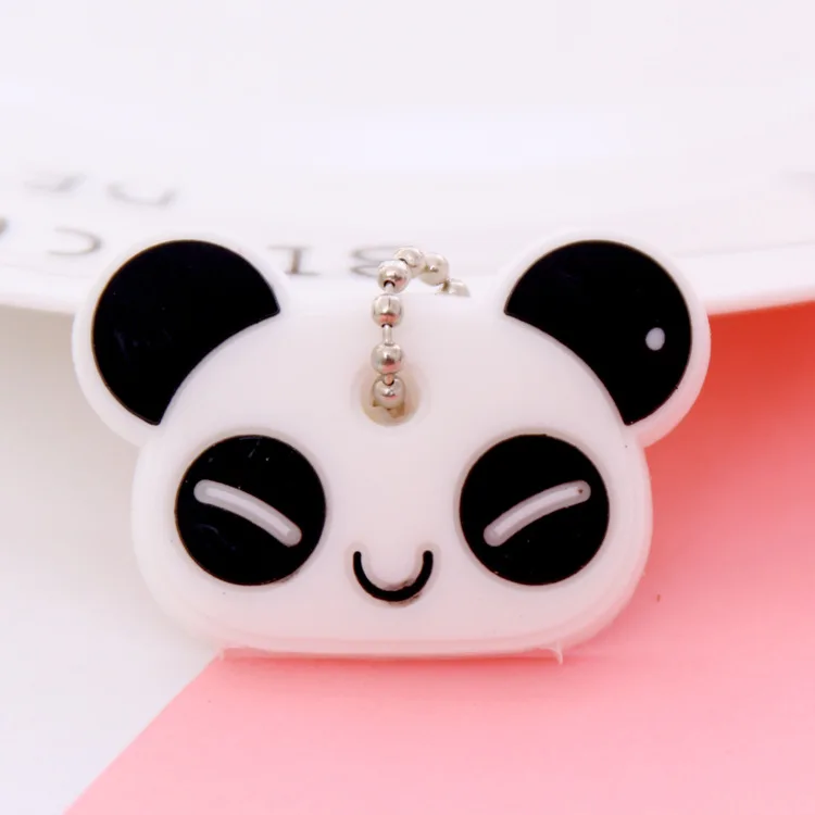 White Panda 4 шт мультяшный аниме милый чехол для ключей кошелек с цепочкой силиконовый чехол для ключей милый защитный крючок на кошелек - Цвет: White Panda