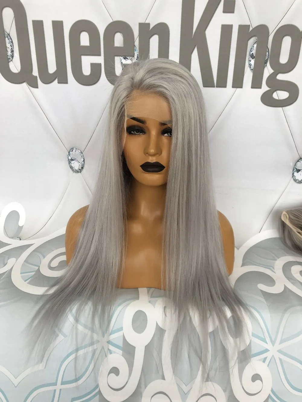 Парик QueenKing с прозрачной кружевной передней частью плотность 180% пепельный