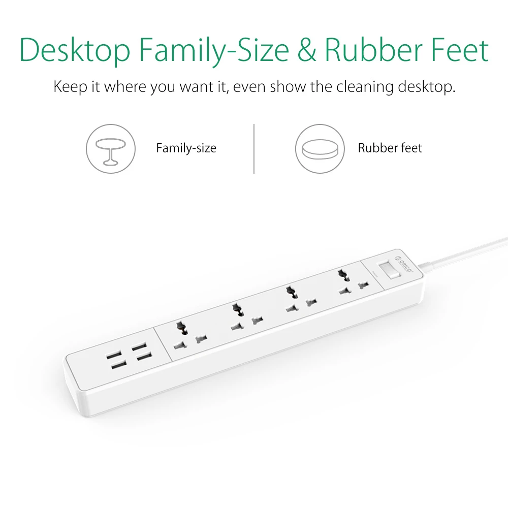 Защитный фильтр от перенапряжения ORICO для домашнего офиса ЕС/США с 4 USB зарядными
