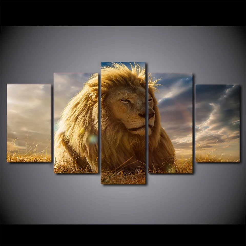 HD с 5 шт. wall art Холст животных Король Лев живопись home decor печати плаката картина