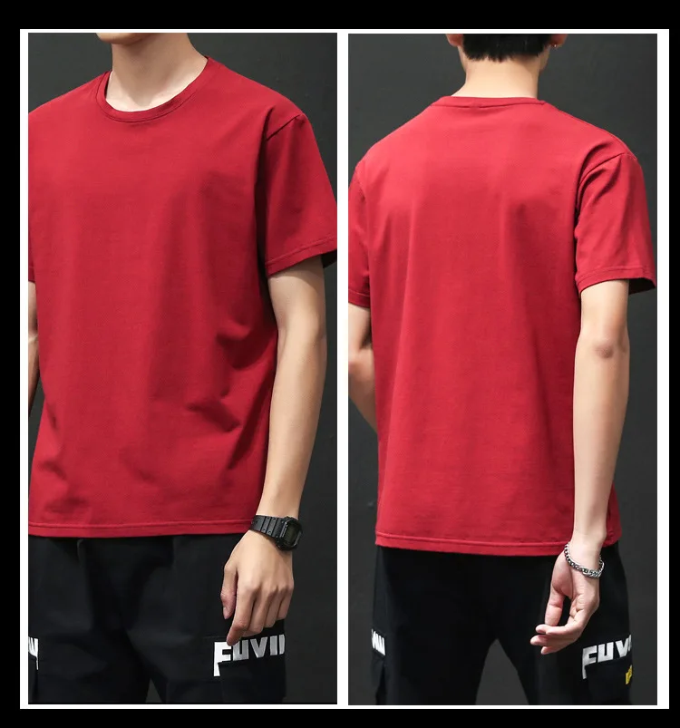 

Summer Style New Mens Short Sleeved T-shirt Casual Comfortable Round Neck Top T Shirt Solid Color Male T Shirt