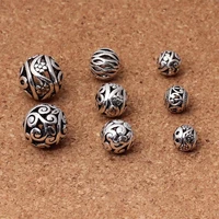 10pcslot fashion tibetan silver hollow flower metal beads 8mm 10mm 11mm 14mm craft round ball spacer beads diy jewelry making