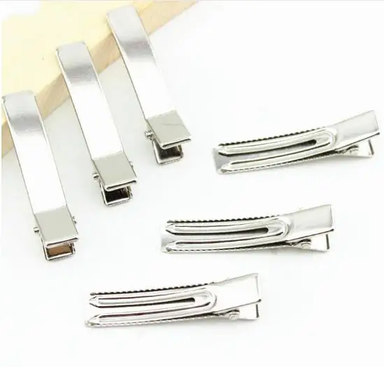 

100pcs/lot 35mm 50mm Double Prong Metal Hair Alligator Clips Barrette Crocodile Clip for Bow Hairpin DIY Hair Accessories